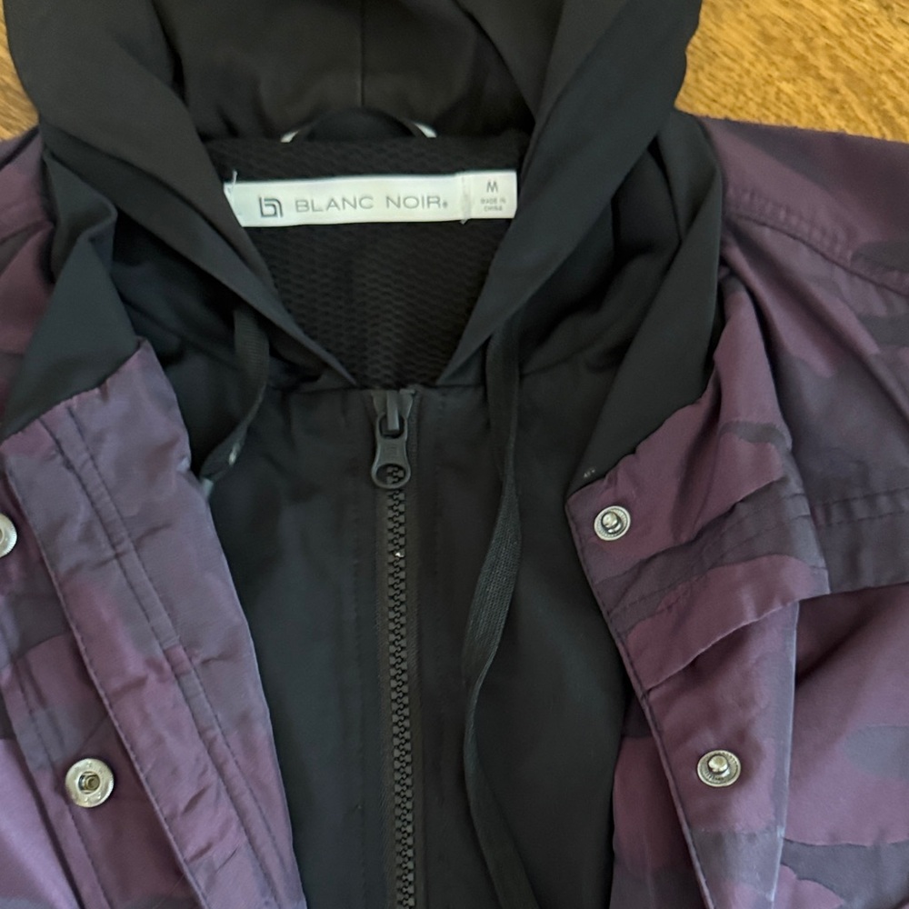 blanc noir Black Hoodie with Purple Camo Shell size medium